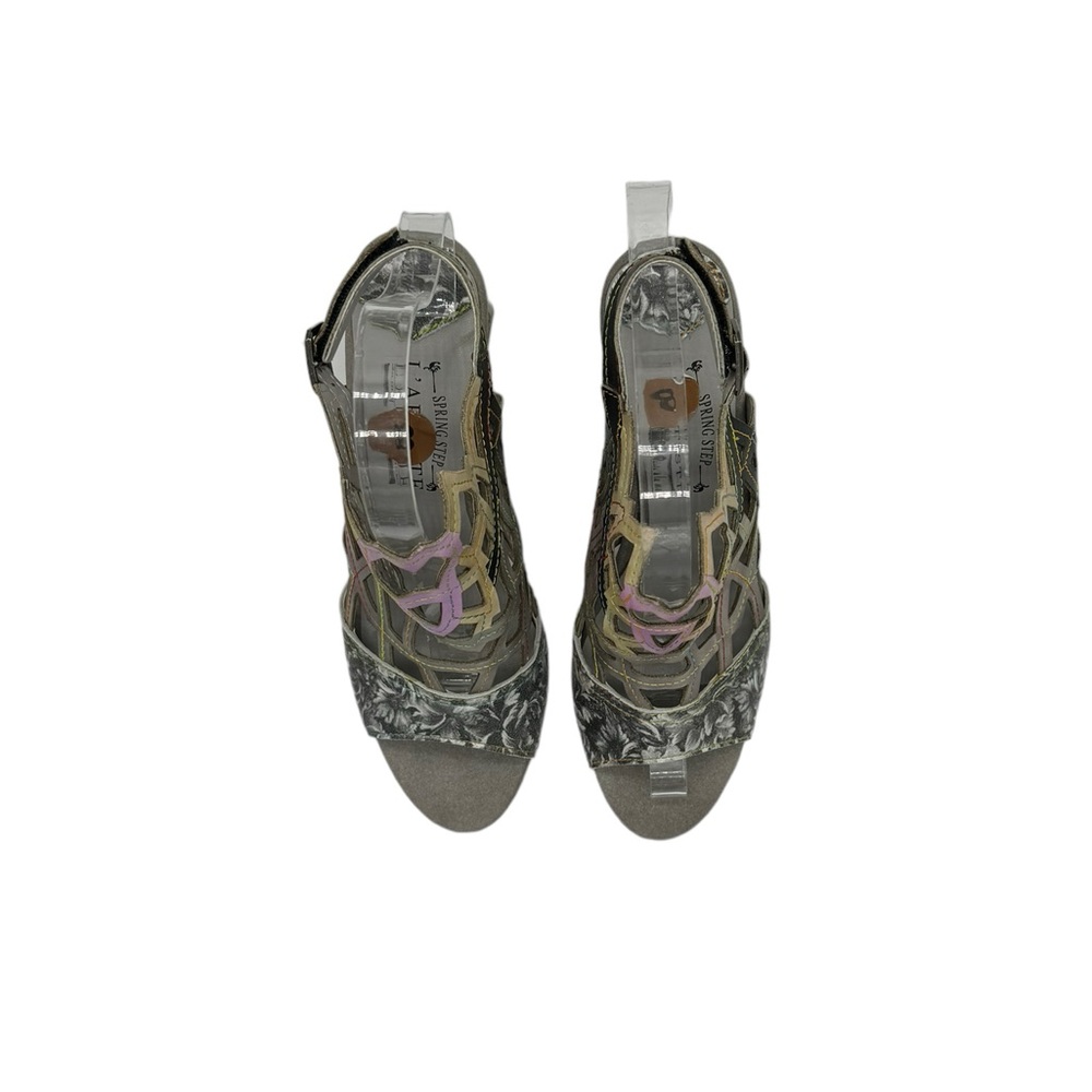 L’Artiste Amora Leather Laser Cut Peep Toe Sandal Size 9 European Size 40 - Picture 7 of 12